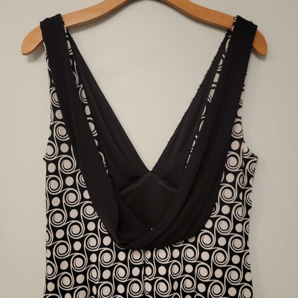 AB Studio‎ Dress Black White Drape Back Sleeveless Womens Large EUC - Picture 4 of 7